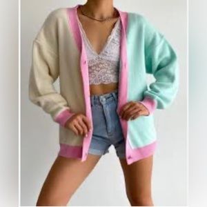 NWT Sobe sweater, beautiful cotton candy colors!